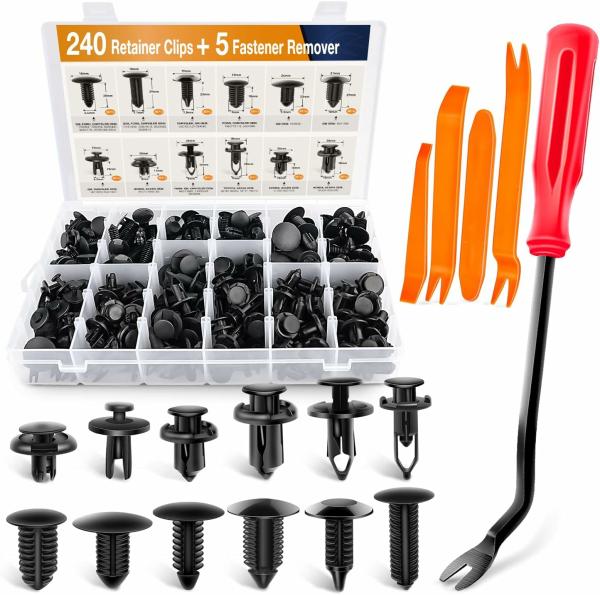 Auto Fastener & Clip |  240 Piece Plastic Fastener Set With Fastener Remover Auto Merchandiser Rivet Set For Toyota Gm Ford Honda Acura Chrysler Interior Accessories Auto Fastener & Clip