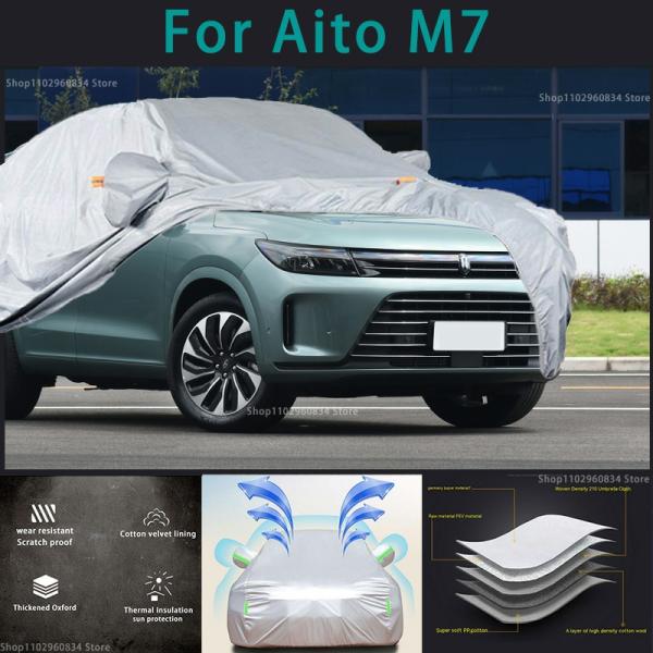 Car Covers |  For Aito M7 210T Waterproof Full Car Covers Outdoor Sun Uv Protection Dust Rain Snow Protective Auto Protective Cover Car Covers Car Covers