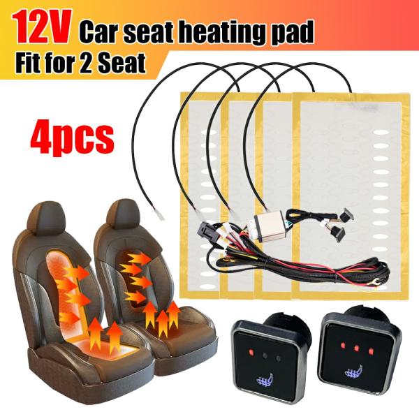 Car Seat Covers |  12V Universal Built In Car Seat Heater Kit Fit Seats Alloy Wire Fast Heating Pads 3 Levels Square Control Switch System Car Seat Covers Branco