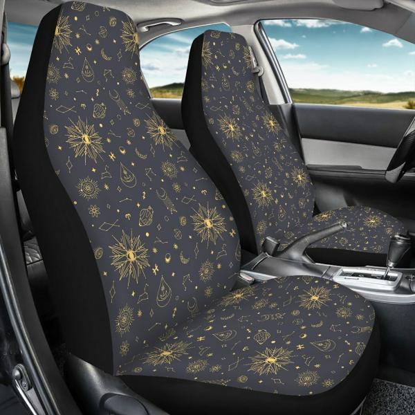 Car Seat Covers |  2 Front Seat Universal Car Seat Covers, Digital Printing, Astrological Elements, Polyester Fabric, Universal All Year Round Car Seat Covers Car Seat Covers