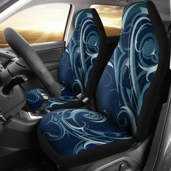 Car Seat Covers |  Navy Blue Tribal Swirls Car Seat Covers Pack Of 2 Universal Front Seat Protective Cover Car Seat Covers Car Seat Covers