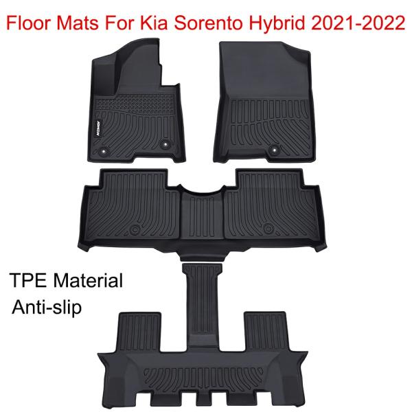 Floor Mats |  For Kia Sorento Hybrid 2021 2023 Car Floor Mats Auto Protective Pad Carpete Black 6 Seat 3 Row Car Foot Mat For Kia (Phev & Hev) Floor Mats Floor Mats