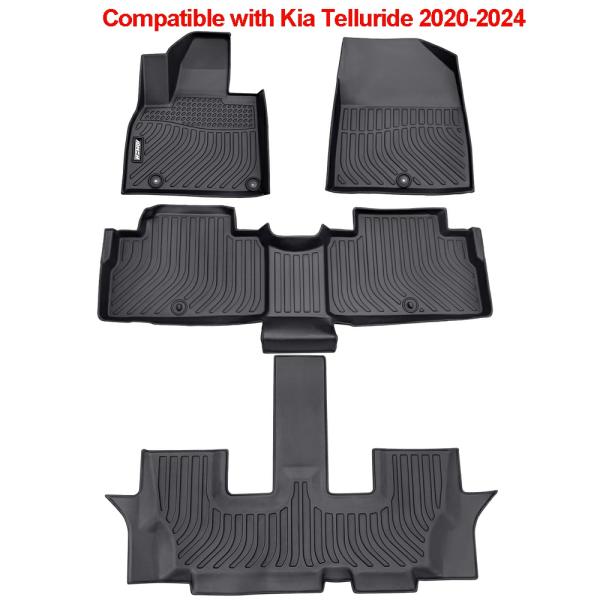 Floor Mats |  Waterproof Protective Car Mat Cargo Liner Car Interior Accessories For Kia Telluride 2020 2021 2022 2023 2024 Floor Mats Black