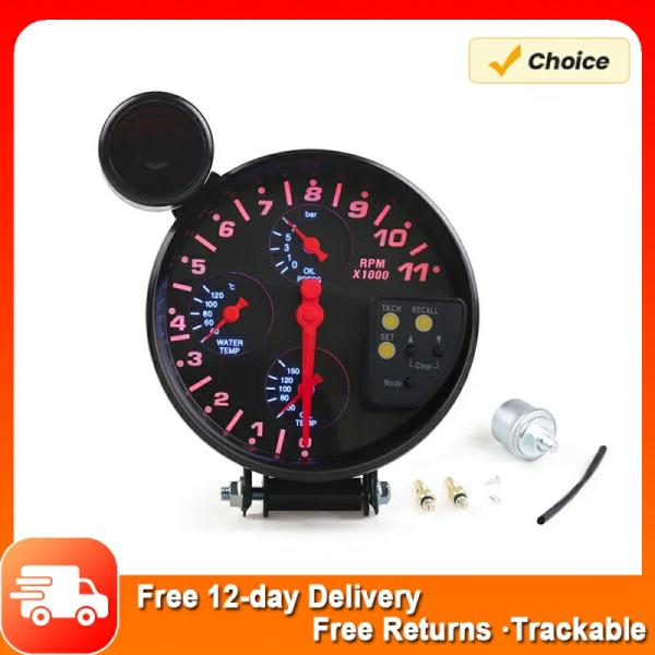 Instruments & Gauges |  5" Car Tachometer Oil Temperature Gague Oil Pressure Meter 4 In 1 Tachometer Rpm Gauge For 4 6 8 Cylinder Engines Abs Material Instruments & Gauges Instruments & Gauges