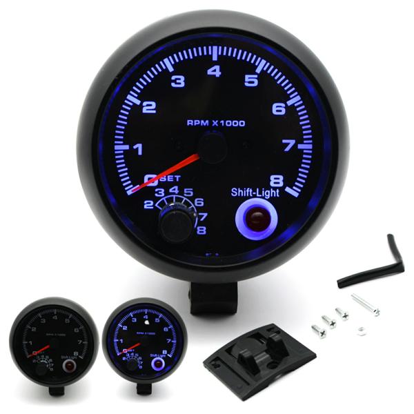 Instruments & Gauges |  3.75” Car Universal Black Tachometer Gauge Blue Inter Light 0 8000 Rpm Instruments & Gauges Instruments & Gauges