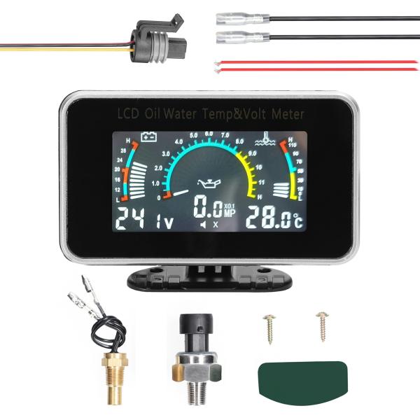 Instruments & Gauges |  3 In 1 Car Lcd Meter Digital Oil Pressure Voltage Water Temperature Gauge Universal Instrument 9 36V For Car Truck Suv Rv Instruments & Gauges Instruments & Gauges