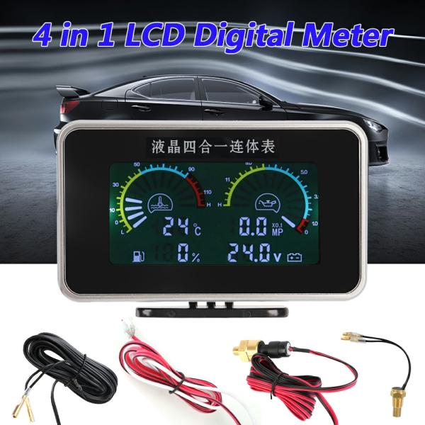 Instruments & Gauges |  Car Modification Lcd Car Digital Oil Pressure Gauge Digital Display Sensor Voltmeter Water Temp Meter 4 In 1 Instrument Panel Instruments & Gauges Instruments & Gauges