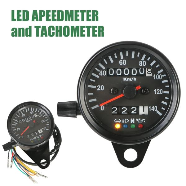 Instruments & Gauges |  Motorcycle Speedometer With Led Signal Light Backlight Indicator 12V Odometer Gauge Universal For Cafe Racer Motorbike Instruments & Gauges Black