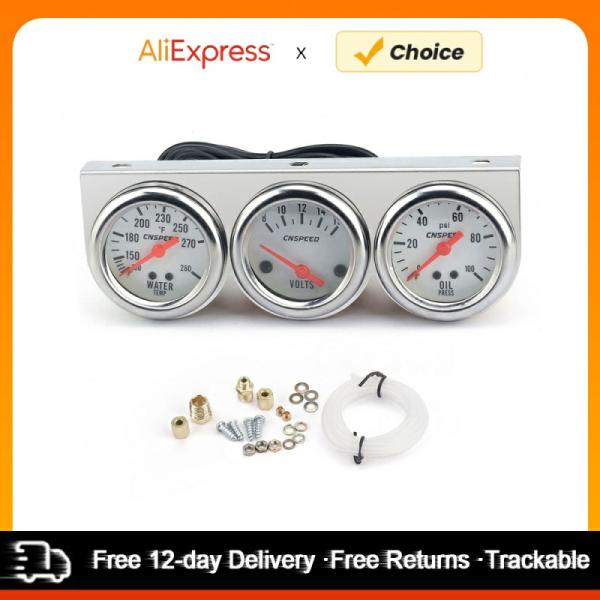 Instruments & Gauges |  Universal Car 2” 52Mm Chrome Volt Water Temp Gauge Oil Pressure Gauge Triple Gauge Set Kit 3 Gauge Mechanical Kit Gauges Instruments & Gauges Instruments & Gauges