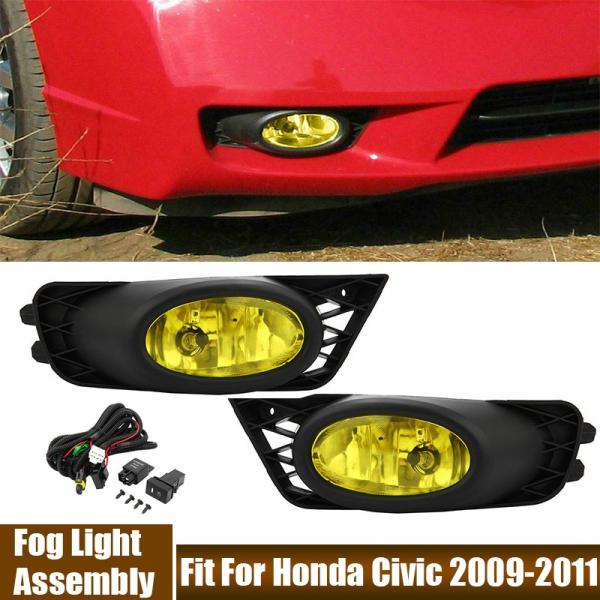 Lighting |  1 Pair 12V Car Fog Lamp For Honda Civic Sedan 2009-2011 Left & Right Front Bumper Grille Driving Fog Light H11 55W With Harness Lighting Lighting