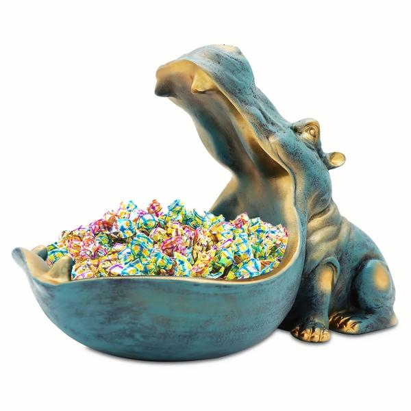 Ornaments |  1Pc Cute Hippo Statue Resin Figurine For Home Decor, Key Bowl, And Sundries Storage Interior Accessories Ornaments