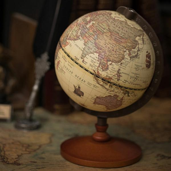 Ornaments |  Retro Wooden Globe With English Vernacular Interior Accessories Marrom