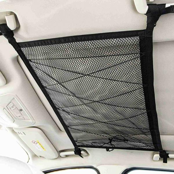 Stowing Tidying |  Car Ceiling Storage Net Pocket Roof Interior Cargo Net Bag Car Trunk Storage Pouch Sundries Storage Organizer Black Interior Accessories Stowing Tidying