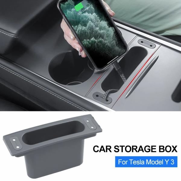 Stowing Tidying |  Car Center Console Armrest Storage Box Card Key Charging Cable Organizer Stowing Tidying Glove Box For Tesla Model Y 3 Interior Accessories Stowing Tidying