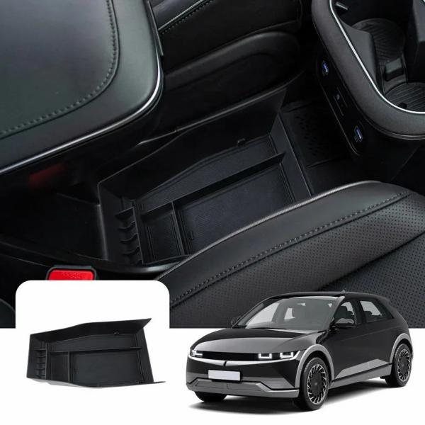 Stowing Tidying |  For Hyundai Ioniq 5 2022 2023 Armrest Storage Box Organizer Tray Center Console Stowing Tidying Black Auto Interior Accessories Interior Accessories Stowing Tidying