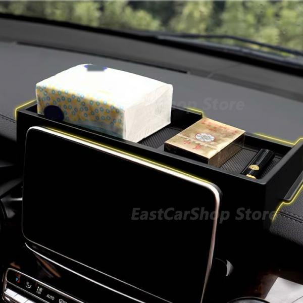 Stowing Tidying |  For Mercedes Benz Vito W447 V Class V260 2016 2020 Car Navigation Screen Rear Storage Container Stowing Tidy Organizer Box Interior Accessories Black