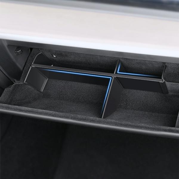 Stowing Tidying |  For Tesla Model 3 Y Glove Box Organizer Partition Plate Center Console Storage Glovebox Layered Stowing Tidying Container Shelf Interior Accessories Black