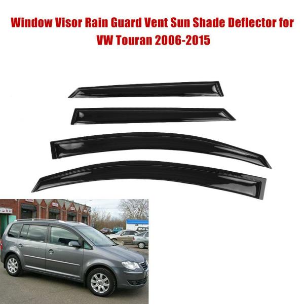 Sunshades |  4Pcs Car Window Deflector Visor Shade Sun Rain Guard Car Exterior Protection Trim For Volkswagen Touran 2006-2015 Exterior Accessories Black